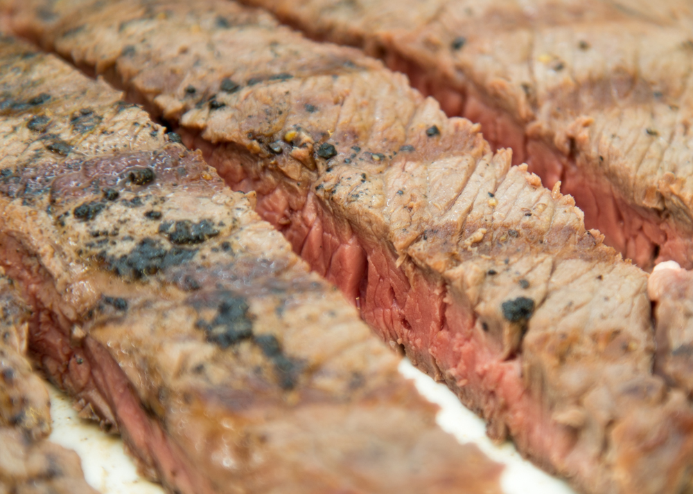 Strips of grilled steak